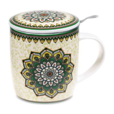 Mug Mandala Vert infuseur à thé - Boîte cadeau