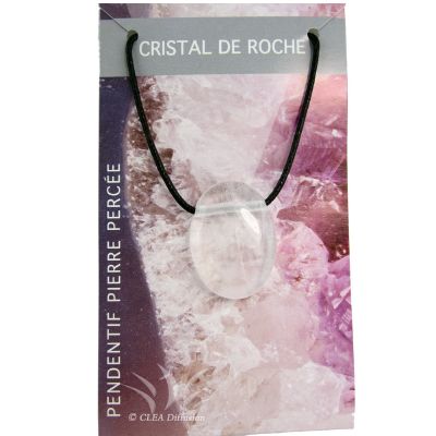 Pendentif Pierre ovale percée - Cristal de Roche