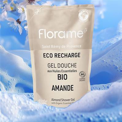 Florame - Recharge Gel Douche aux Huiles Essentielles Bio Amande 700ml