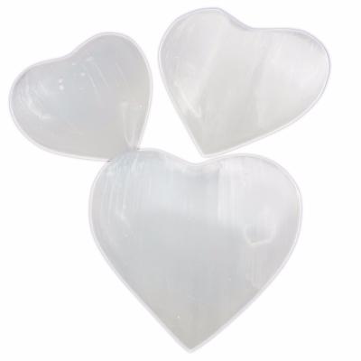 Bol En Cristal De Sélénite Naturel Forme Cœur - Couleur Fumée Blanche, 77x92 Mm - Rangement Bijoux Ou Décoration Intérieure - 13