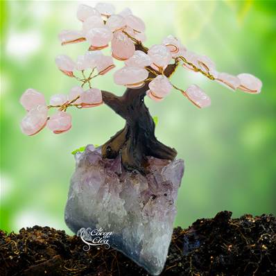 Arbre du bonheur - Arbre de Vie - Quartz Rose - 13-15 cm