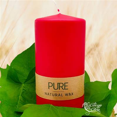 Bougie Cylindre Rouge 52h Pure Candle