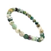 Bracelet Perles Rondes 6mm - Agate Arbre Dendrite Naturelle