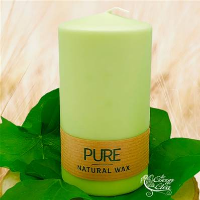 Bougie Cylindre Vert Tendre 52h Pure Candle