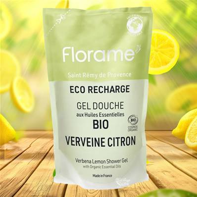 Florame - Recharge Gel Douche aux Huiles Essentielles Bio Verveine Citron 700ml