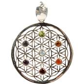 Pendentif Argent 7 Chakras - Fleur de Vie